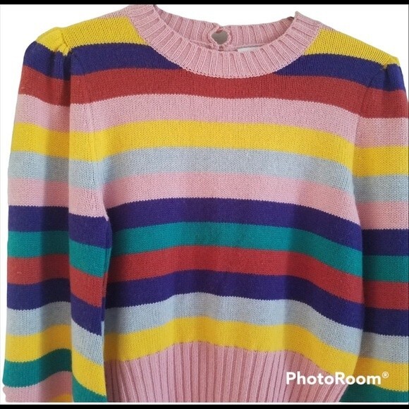 Rachel Antonoff Bridget Puff Sleeve rainbow stripe Sweater - Picture 6 of 16